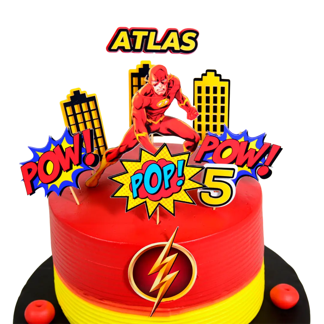 Flash Temalı Kraft Baskılı Pasta